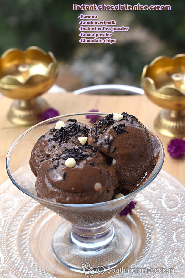 Eggless banana cocoa powder ice cream
