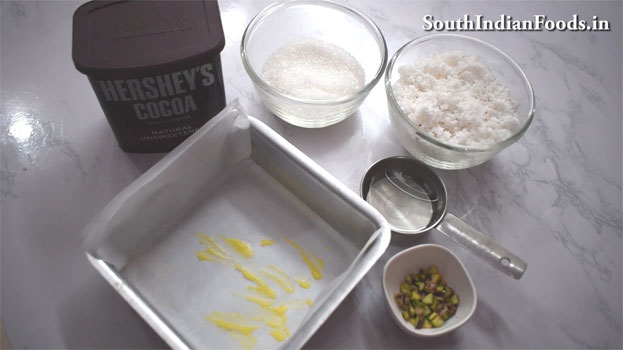 Chocolate Coconut burfi  recipe step 1