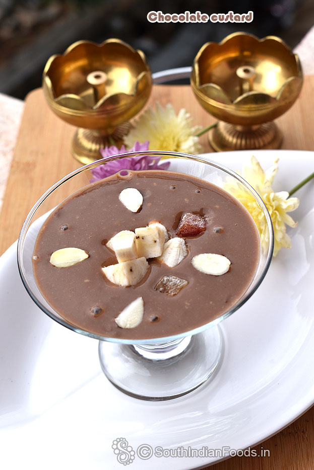 Pour into serving glass, refrigerate and serve with fruits and nuts