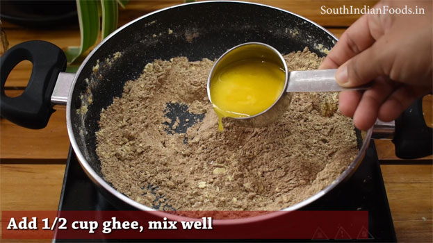 Chocolate jaggery Mysore pak  step 5
