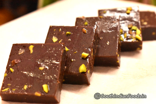 Chocolate jaggery Mysore pak  step 30