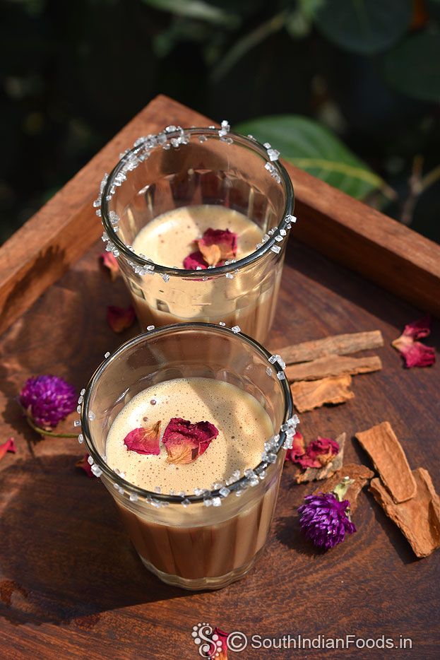 Super hot tea with cinnamon and rose petals