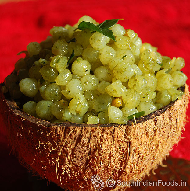 Coriander sabudana upma indian tapioca pearls