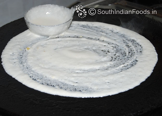 Spread the batter quickly to round shape