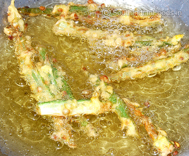Fry till light brown or second fry