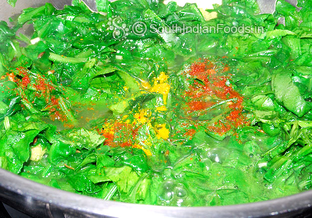 Add turmeric and red chilli powder