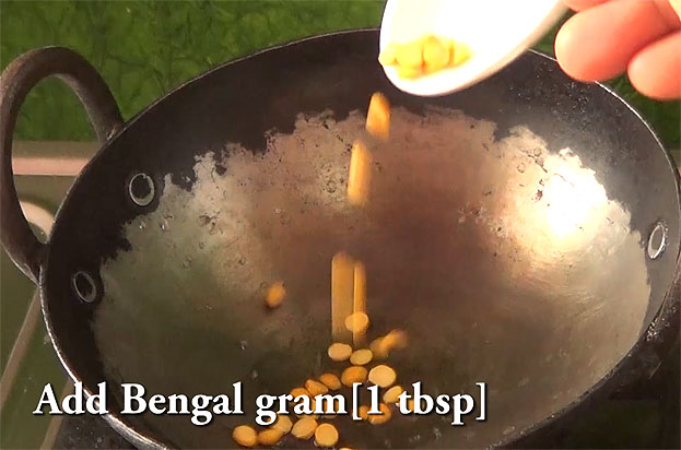 Heat pan, add chana dal