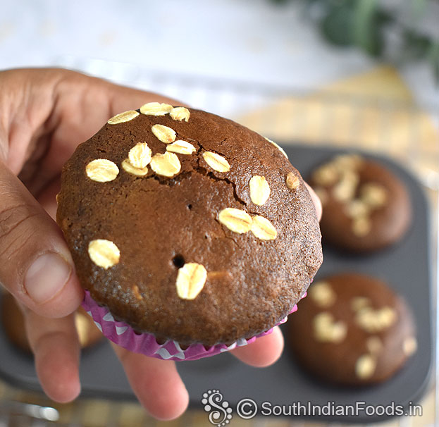 Eggless oats chocolate cupcake step 22