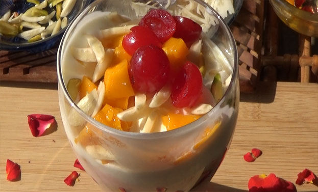 Add nuts, fruits, cherry