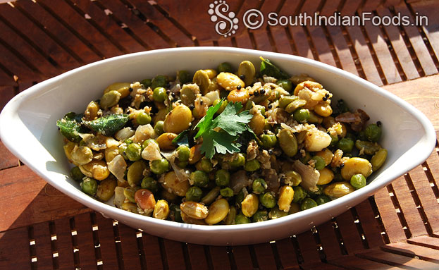 Field beans green peas stir fry