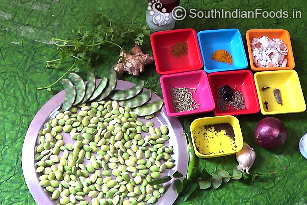 Field beans stir fry ingredients