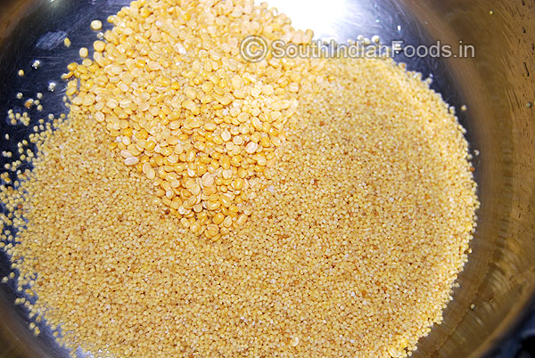 Thinai arisi & moong dal