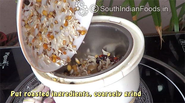 Put roasted ingredients, coarsely grind