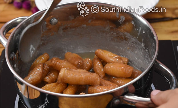 Now its ready, remove it from sugar syrup