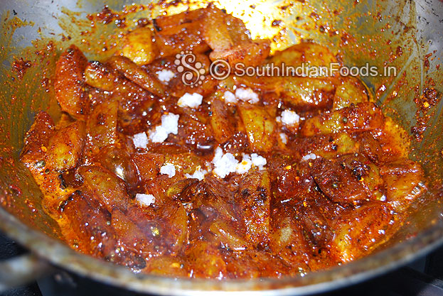 Add salt mix well and cut off heat let it cool and store it in a porcelain jar