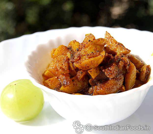 Indian gooseberry pickle is ready