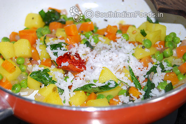 Add grated coconut saute for a min.