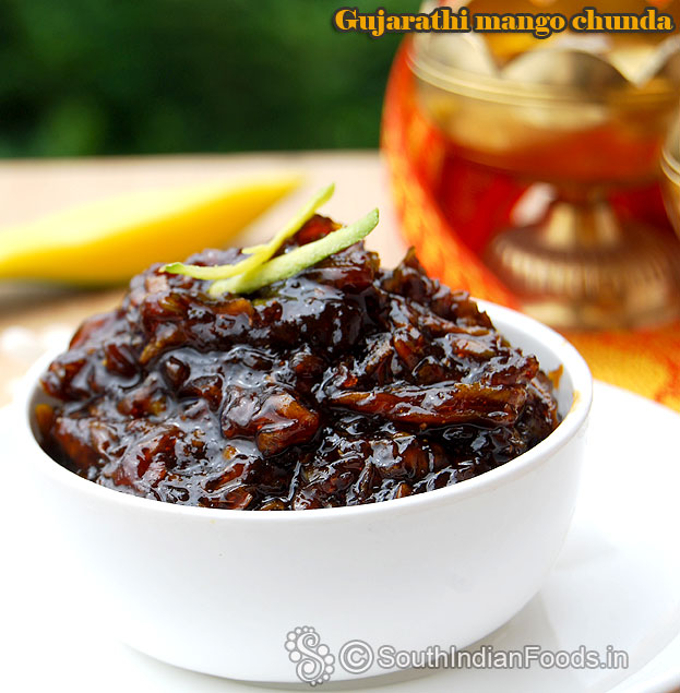 Delicious mango chunda ready, serve hot with roti, or puri