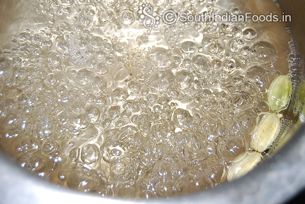 Once sugar dissolved add cardamom & let it boil and leave it for 5 min.