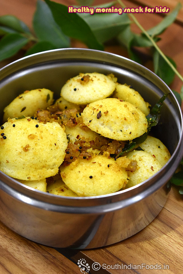 Turmeric mini idli upma