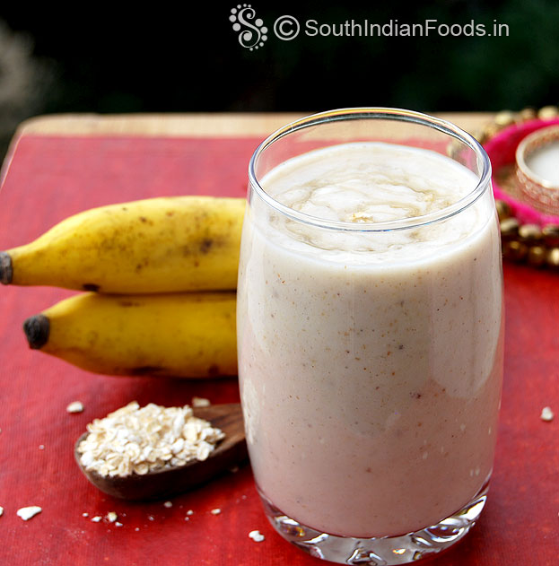 Oat meal banana honey smoothie for breakfast