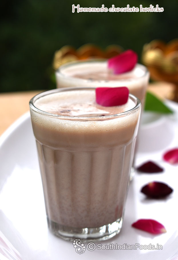 Homemade chocolate horlicks ready, serve immediately