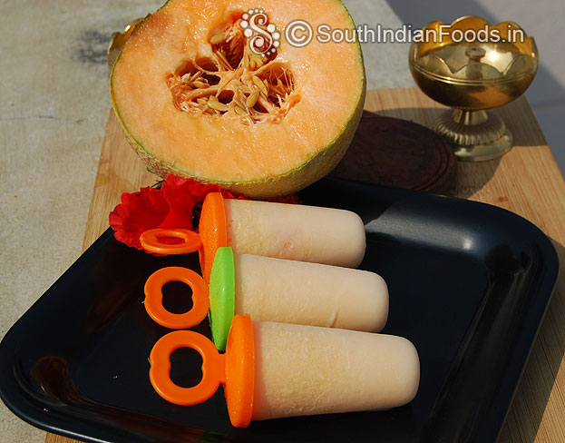 Homemade muskmelon kulfi