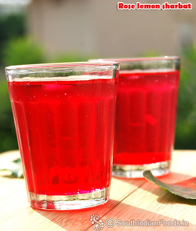 Homemade rose sharbat