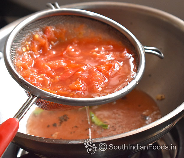 Strain tomato juice without lumps & seeds