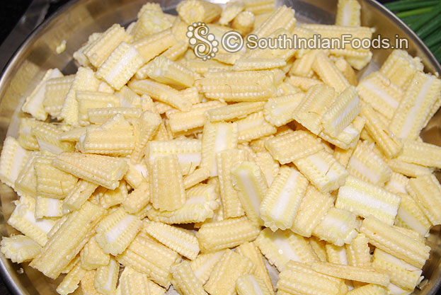 Wash & Cut baby corn into half
