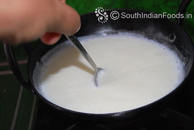 Stir milk gently to avoid burning at the bottom of the pan