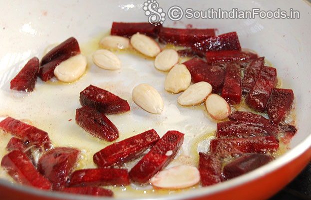 Add soaked almonds roast