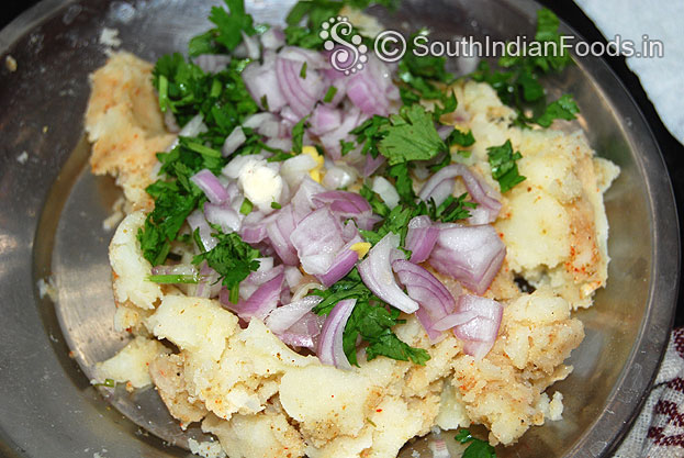 Add onion, green chilli, coriander leaves, ginger & galic