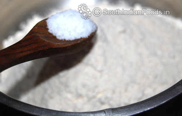 In a bowl add, wheat flour and salt