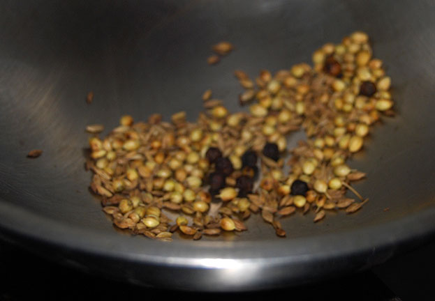 Dry roast cumin coriander peppercorns