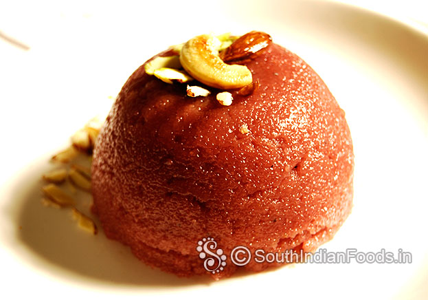 Colourful rava kesari with beetroot juice