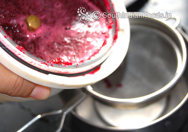 Drain beetroot juice