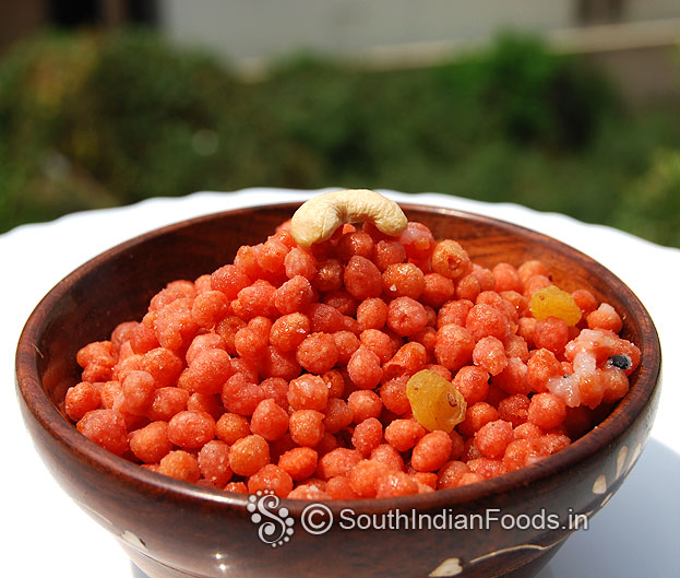 Crispy sweet beet boondi with nuts
