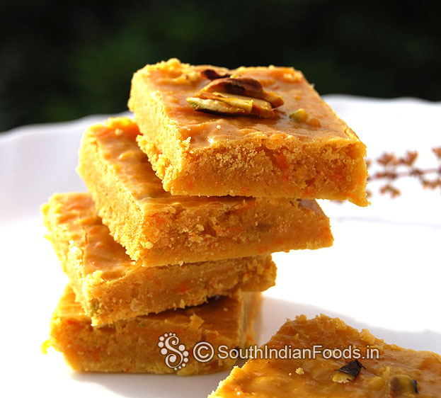 Gram flour carrot nuts burfi