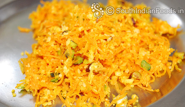 Then trasfer roasted carrot coconut nuts keep it aside