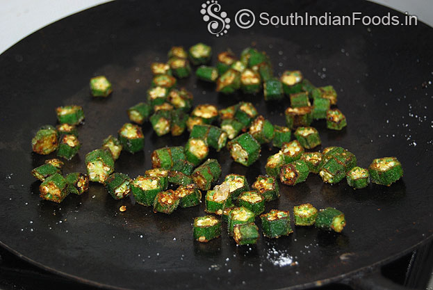 Crispy bhindi ready, cut off heat