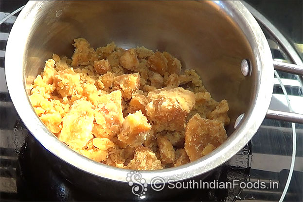 Heat pan, add jaggery