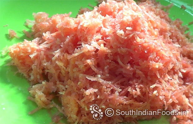 Finely grated carrot ready