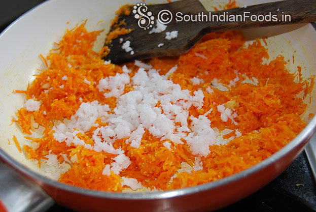 Add grated coconut saute