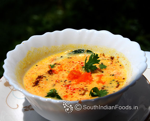 Carrot thayir pachadi is ready serve immediately