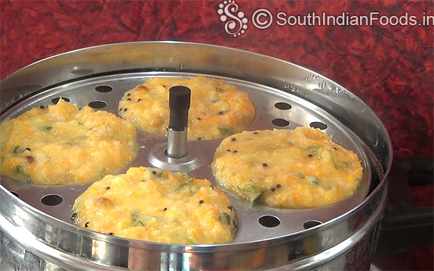 Healthy carrot rava idli ready