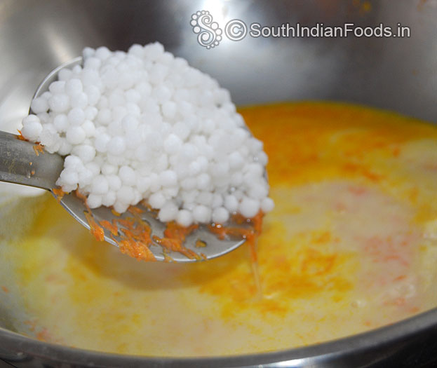 Add soaked sabudana cook till soft