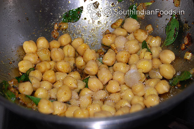 Add boiled chickpeas & salt saute well