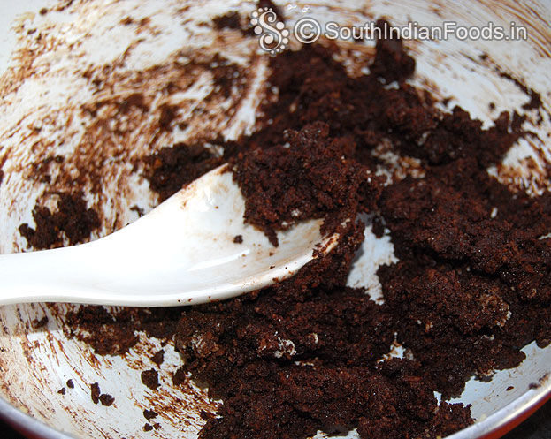 Chocolate coconut ladoo mixture is ready