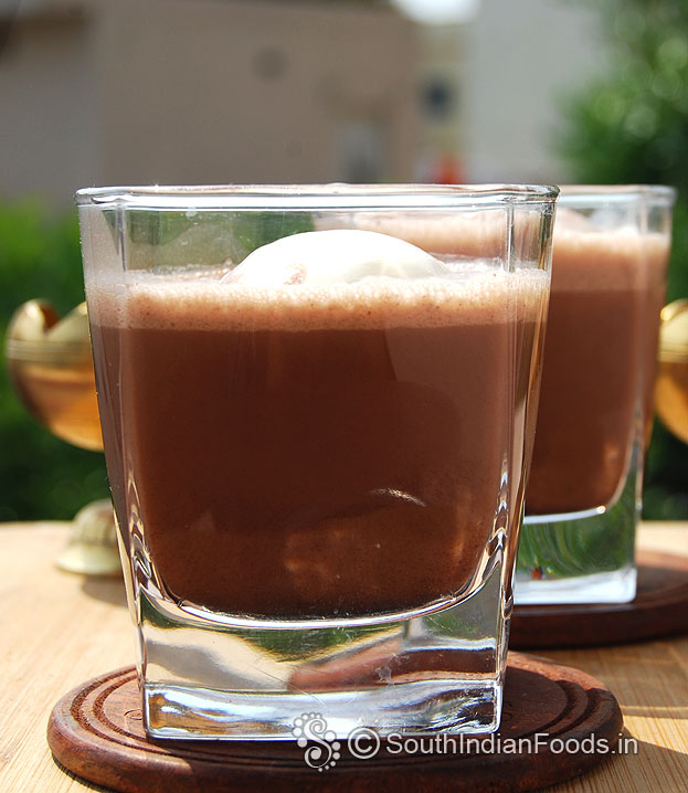 Chocolate milkshake with ice cream